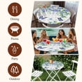 thumbnail image 7 of Purple Hydrangea Round Tablecloth, Fitted Table Cover with Elastic for 55"-60" Round Tables, Spring Eucalyptus Butterfly Grey Plaid Table Cloth Outdoor Indoor Dinning Party Waterproof Tablecloths, 7 of 7