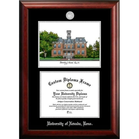 Campus Images NV998LSED-1185 11 x 8.5 in. University of Nevada Silver Embossed Diploma Frame with Lithograph