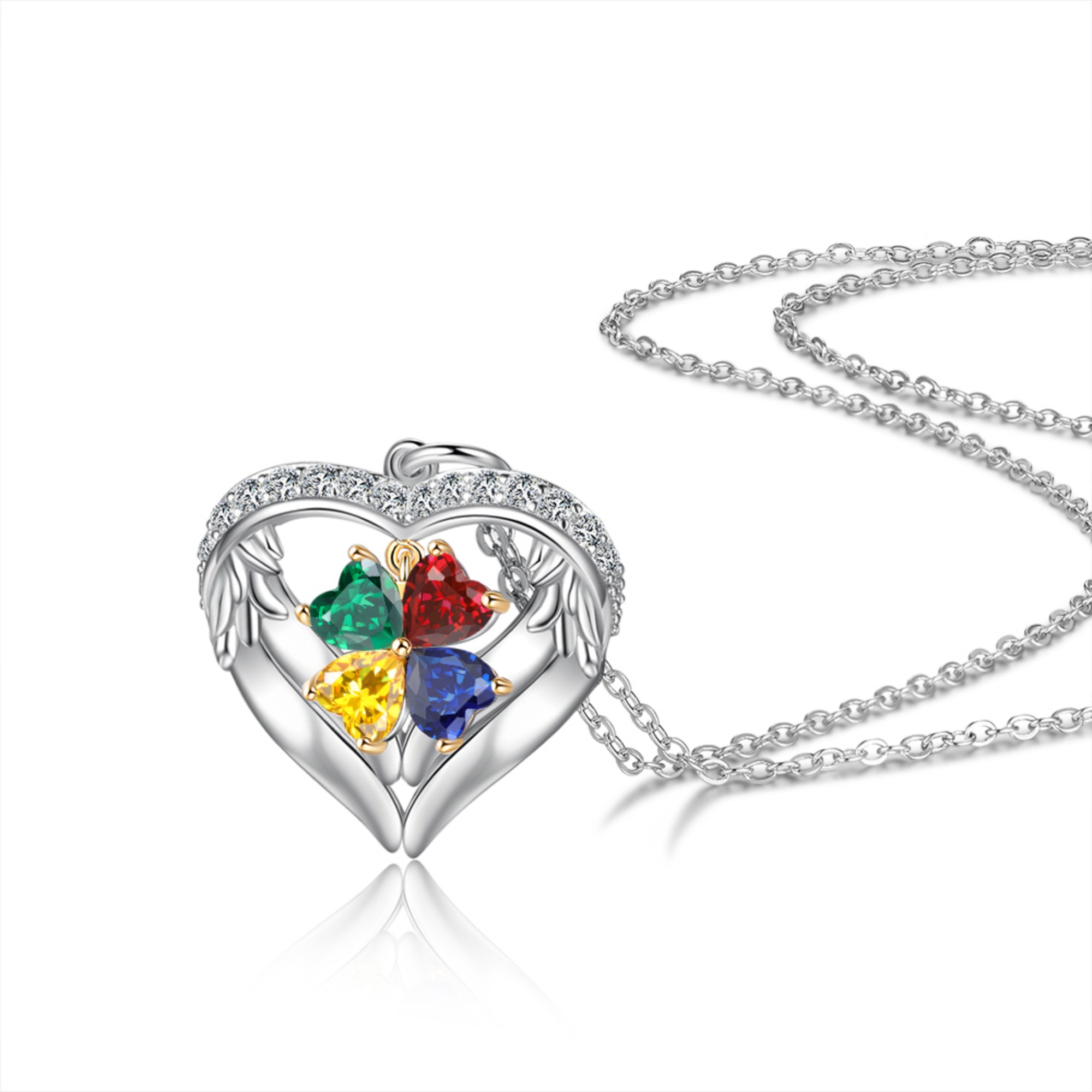 925 Sterling Silver Mother Necklace 3-4 Simulated Birthstones