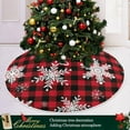thumbnail image 6 of Christmas Red Buffalo Plaid Snowflake Christmas Tree Skirt Decorations Winter Snow Buffalo Check Xmas Tree Mat 48 inch for Holiday Party Supplies Rustic Ornaments Large Tree Skirt, 6 of 6