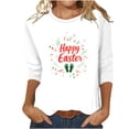 thumbnail image 1 of Otoño 3/4 Manga Tops para las Mujeres 2025 Pascua Impreso Cuello Redondo, Suelto Casual Camiseta de Poliéster, 1 of 5