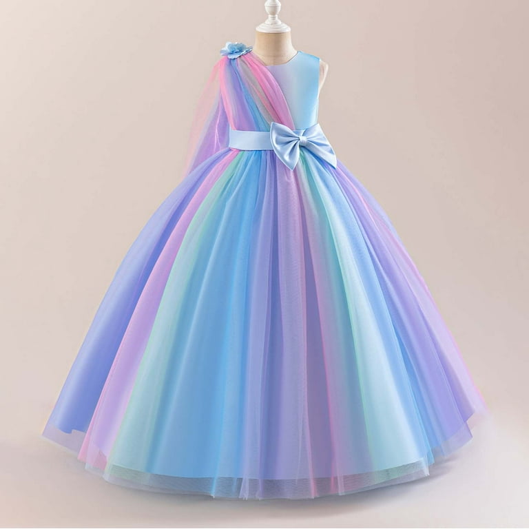 birthday rainbow tulle dress Birthday Magic Rainbow Ruffle Tulle Dress Multicolor / 6