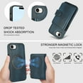 thumbnail image 3 of Dteck Magnetic Detachable Wallet Case for iPhone 16e,Luxury Leather 2 in 1 Case Compatible with Mag Safe Card Slot Pocket Stand Shockproof Cover for iPhone 16e,Blue, 3 of 5