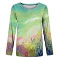 thumbnail image 4 of Tops Para Mujer Blusa Casual Elegante Camisas de Manga Larga Otoño Estampado de Flores de Moda Camiseta de Cuello Redondo Top Pullover Odeerbi  ODB171179, 4 of 5