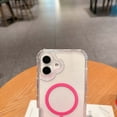 thumbnail image 6 of For iPhone 16 Plus Magnetic Clear Phone Case,Two-color Gradient Design,Compatible with Mag-Safe,3-in-1 Heavy Duty Shockproof Military Drop Protection Transparent Phone Case,Gradient Pink, 6 of 10