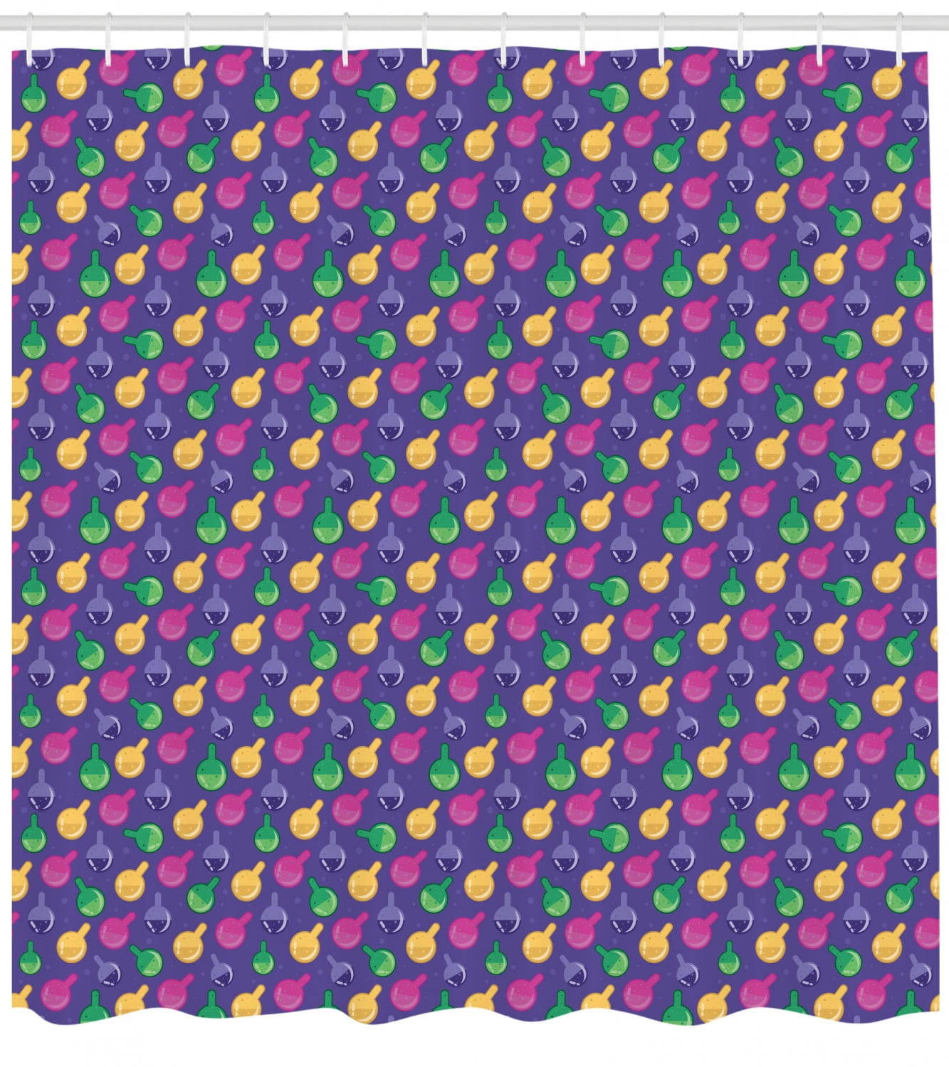 Apothecary Shower Curtain Magic Potion Chemists Glass Flasks With