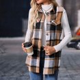 thumbnail image 6 of UYISJ Women's Flannel Plaid Vest Button Down Sleeveless Shacket Shirt Jacket Casual Lapel Collar Coats Fall Colorblocked Tops Khaki XL, 6 of 9