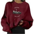 thumbnail image 2 of Puntoco Mujeres Moda Casual Estampado Cuello Redondo Suelto Manga Larga Tops Cortos Blusa Sin Capucha Sudaderas Puntoco Puntoco-297, 2 of 8