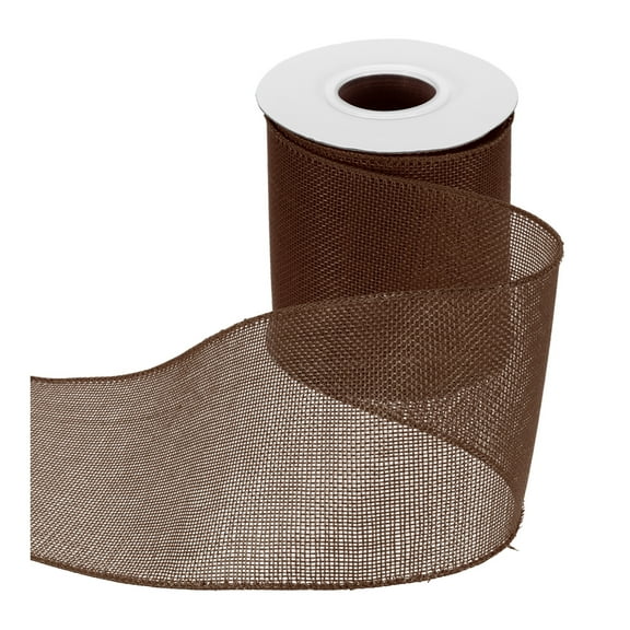 Uxcell Burlap Wired Ribbon 4" x 10 Yard Wired Edge Ribbon Woven Strap, Brown