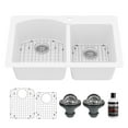 thumbnail image 1 of Karran 33" Drop-In/Top Mount Quartz Composite 1-Hole 60/40 Double Bowl Kitchen Sink Kit in White, 1 of 4