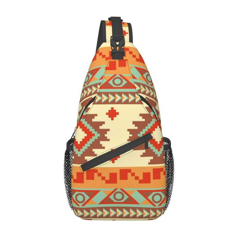 Znduo Sling Bag Men Shoulder Backpack Small Cross Body Chest Sling Backpack Vintage Southwestern Native Aztec Style Pattern Men s Size One Size