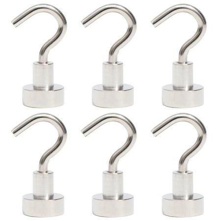

NUOLUX 6 Pcs Heavy Duty Strong Magnetic Hooks for Storage and Organization Home Kitchen Accessories (D12)