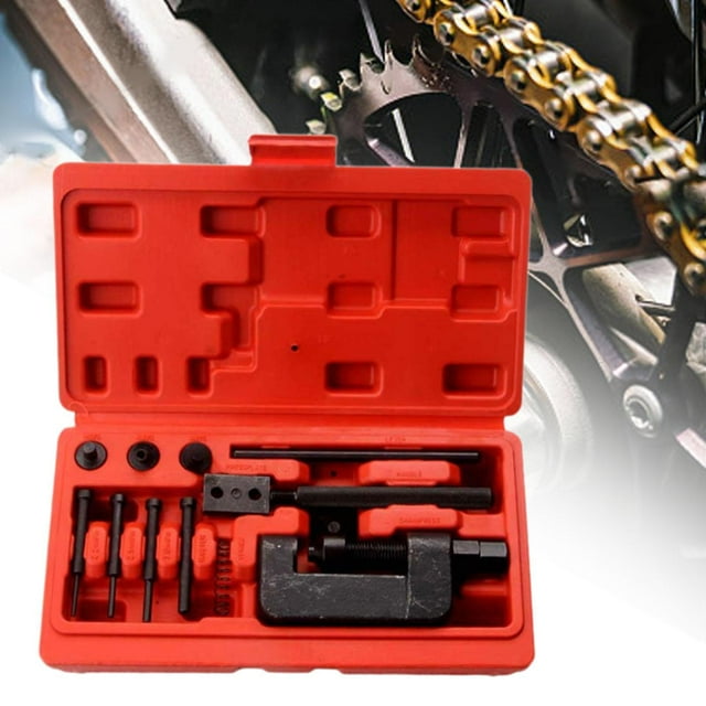 Kit de herramientas para freno de cadena, extracción de eslabones de cadena con estuche de transporte, herramienta de remache para reparación de
