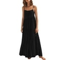 thumbnail image 4 of Puntoco Summer Dresses for Womens Summer Loose Dress Strap Beach Long Maxi Summer Dresses for Women Black 12(XXL), 4 of 7