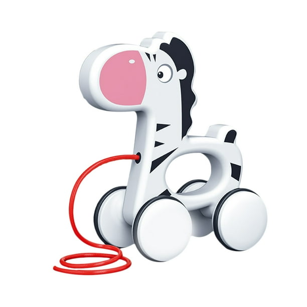 BRIGHTFUFU 1 juguete de tracción para bebés, entrenador de aprendizaje para caminar, juguete de arrastre de dibujos animados, coche de juguete para tirar, recuerdo de fiesta para niños pequeños.