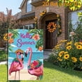 thumbnail image 3 of Garden Flag Flamingo Summer Garden Flag, 12x18 inches, double-sided 2D design, a passionate tropical vacation style garden flag, perfect for summer outdoor welcome decoration, suitable for courtyards, 3 of 6