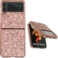 thumbnail image 5 of Compatible with Samsung Z Flip 3 Case, Glitter Sparkly Samsung Galaxy Z Flip 3 Phone Case with Slim Silicone Shockproof Protective Bumper Cover for Cute Girls Women (Rose Gold), 5 of 14