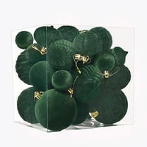 36PCS Special-Shaped Green Flocked Velvet Christmas Balls, Shatterproof Plastic Ornaments—Multi-Use for Tree/Garlands/Table Centerpieces, Holiday Christmas Home Decor Essential