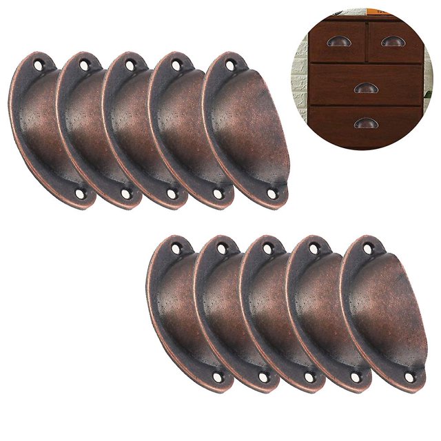 Paquete de 10 tiradores de estilo vintage con espacio entre orificios de 65 mm, bronce rojo