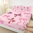 thumbnail image 5 of spefrowx Line Art Bowknot Queen Sheets for Girls, Pink Cartoon Star Print Queen Sheet Sets, 4-Piece, 1 Flat Sheet, 1 Fitted Sheet and 2 Pillowcases, 5 of 6