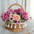thumbnail image 2 of 3X Cesta de Almacenamiento Tejida y Cinta para Bodas, Cestas de Flores para Niñas, Cesta de Flores de Mimbre para Decoración del Jardín del Hogar., 2 of 9