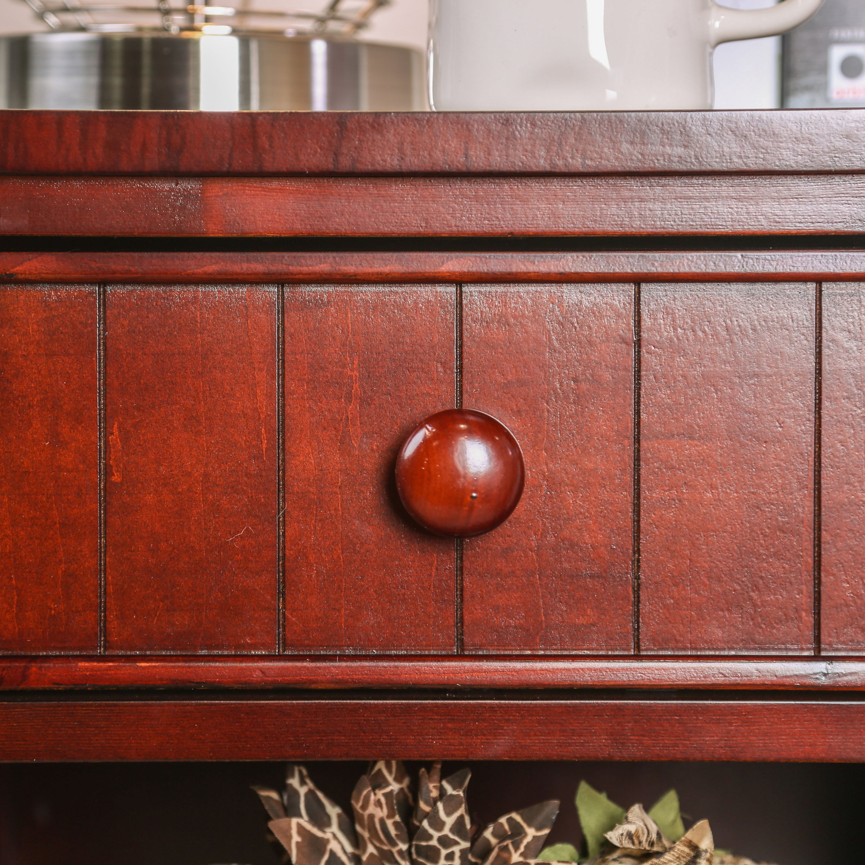 Furniture of America Geniet Nightstand with 1-Drawer, Cherry