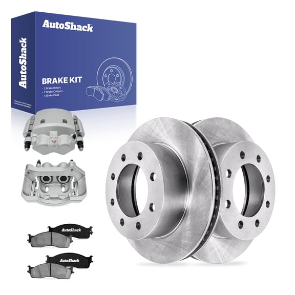 AutoShack Front Vented Brake Rotors   Ceramic Pads   Calipers 8-PC Brake Kit Replacement for 2006-2008 Dodge Ram 1500 2003-2008 Dodge Ram 2500 13.89" (352.8 mm)