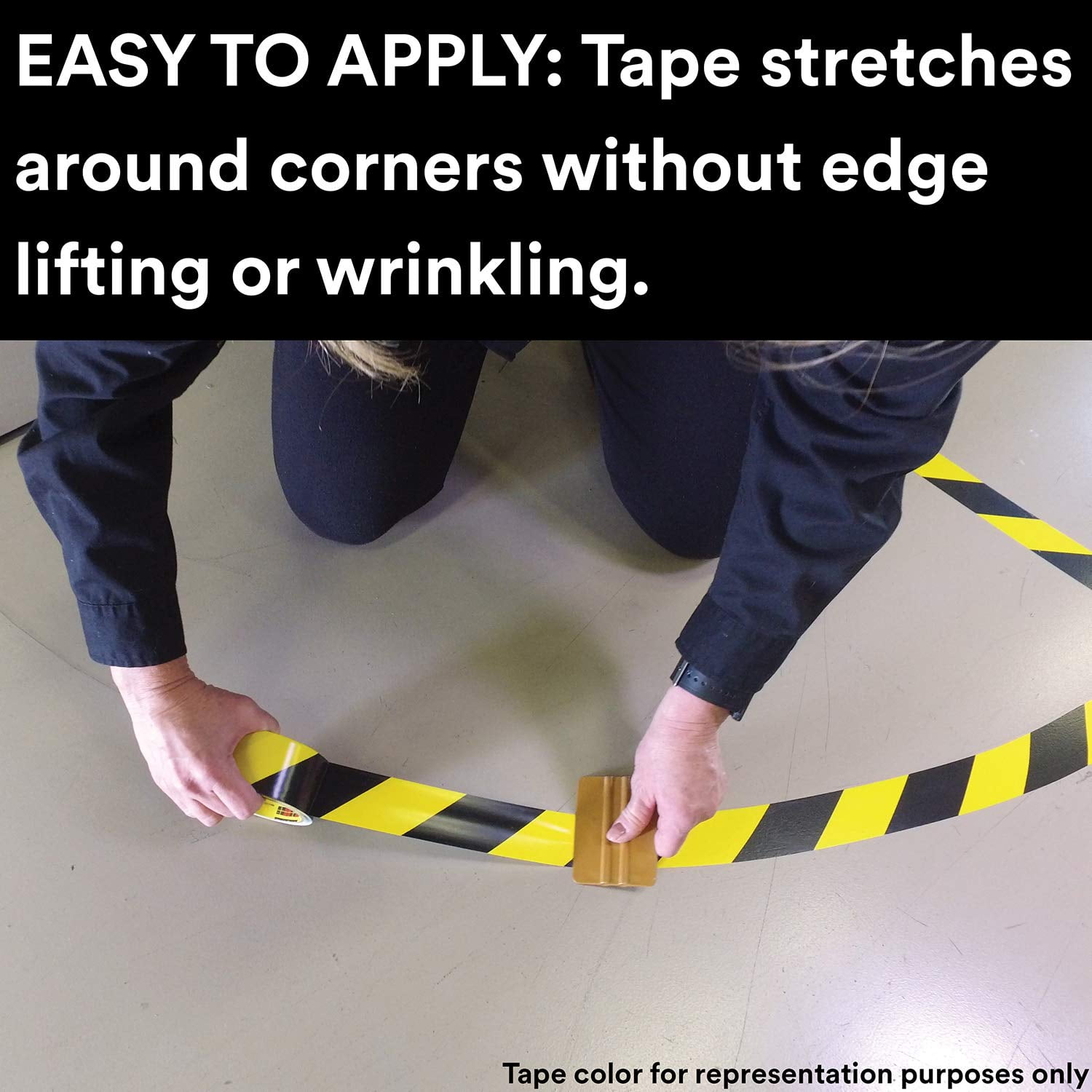 3m Floor Marking Tape, vinyl, Solid, Black, 3/4 in W., 5.2 mil Thickness 471