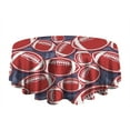 thumbnail image 5 of Red Footballs on Blue Pattern Round Tablecloth 60"x60",Wrinkle Wipeable Table Cloth for Kitchen Dining Room Picnic Patio Party, 5 of 6