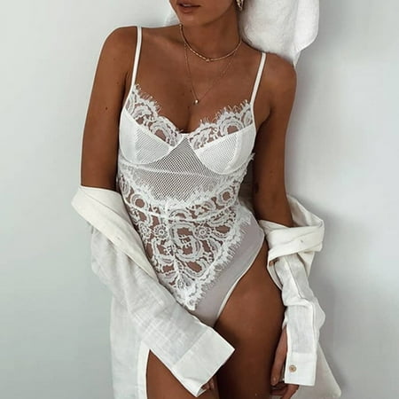 Sentmoon Lingerie for Women Fashion Women Piece Lace Bodysuit Mesh Teddy Lingerie Underwear Women s Lingerie  Sleep & Lounge Valentines Day Gifts for Her Up to 40% Off