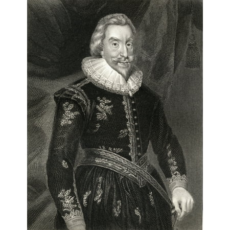 Walter Aston First Lord Aston 1584-1639 English Courtier From The Book Lodge-S British Portraits- Published London 1823 Canvas Art - Ken Welsh  Design Pics (13 x