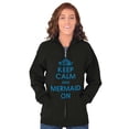 thumbnail image 5 of Keep Calm Mermaid On Beach Day Cute Zip Hoodie Sweatshirt Women Brisco Brands L, 5 of 6
