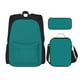 thumbnail image 1 of Disketp Teal Mochila Estampada de Gran Capacidad con Lonchera y Estuche, Set de 3 Piezas para Estudiantes, 1 of 7