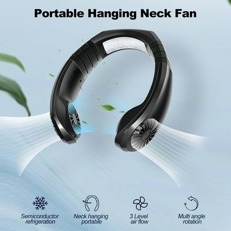 

Meterk Portable Air Conditioner Fan Rechargeable USB Hanging Neck Fan with 3 Level Air Portable Wearable Air Fan Neck Fan for Home Office Travel Outdoor Sports (Black)
