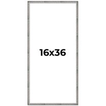 16x36 Frame Silver Grey Distressed Solid Wood Picture Frame | 0.75 Inch Moulding Width | Interior