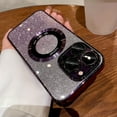 thumbnail image 2 of Magnetic wireless charging glitter gradient mobile phone case, suitable for iPhone 15 14 13 12 11 Pro Max Plus 15Pro, with lens protector, shockproof soft transparent protective cover, 2 of 5