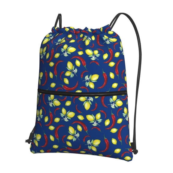 Xecao Lemons And Chili for Drawstring Bags,Pull String Backpack Bags,String Bag Sackpack