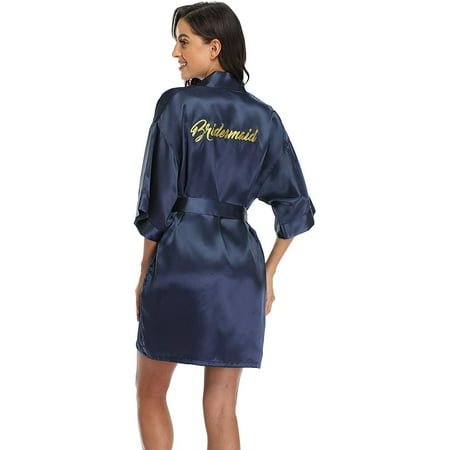 

Women‘s Satin Kimono Robes Bride Bridesmaid Silky Short Sleepwear Getting Ready