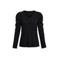 thumbnail image 2 of JWD Long Sleeve Shirts for Women V Neck Casual Tunic Tops Lightweight Pullover Black-Large, 2 of 6