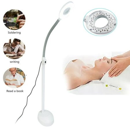 Diopter Magnifying - UBesGoo 5x Diopter LED Magnifying Floor Lamp, Adjustable Gooseneck Standing Floor Magnifier, Daylight Bright Full Spectrum Magnifier Lighted Glass Lens, w/ 43Pcs Lamp Beads, for Reading Task Craft