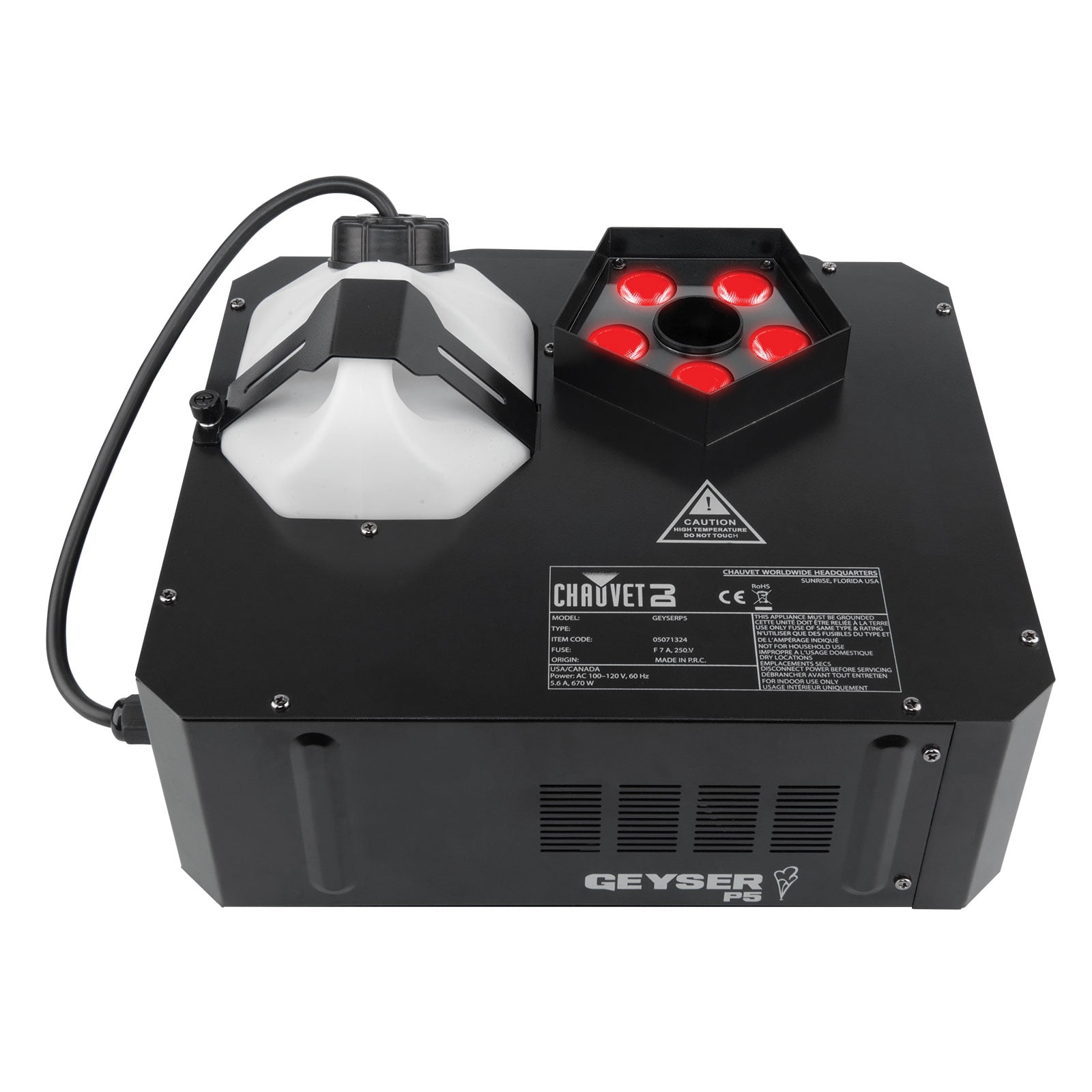 Chauvet DJ Geyser P5 LED Fog Machine with Quick Dissipating Fog Fluid and Padded Carry Case Package