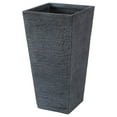 thumbnail image 3 of LuxenHome Set of 2 Stone Finish Tall Tapered Square MgO Planter, Large Flower Pots for Front Porch, Indoor Outdoor Use in Patio Living Room Garden Courtyard, 24 inch and 19 inch, Stone Gray, 3 of 9