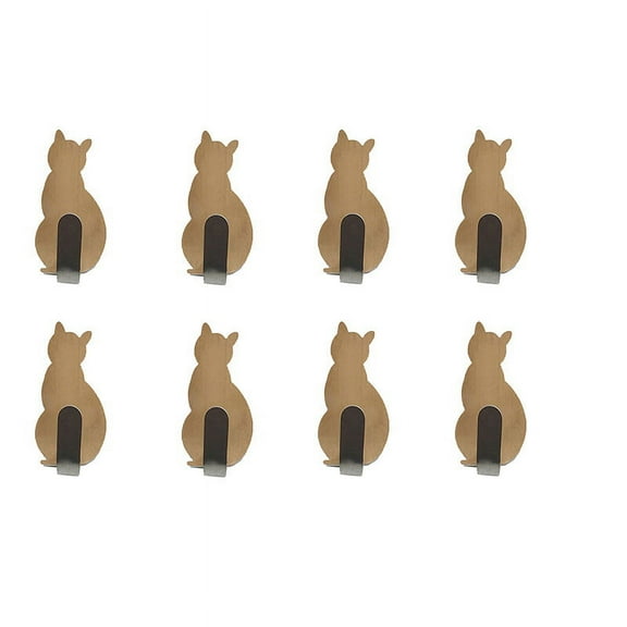 Hovmgk Cute Pet Shaped Hooks, Adhesive Wall Hooks for Home Décor, Supports 2lb Weight, Available in Gold/Black/White, Set of 8, No Drilling Installation, Stylish Organizer