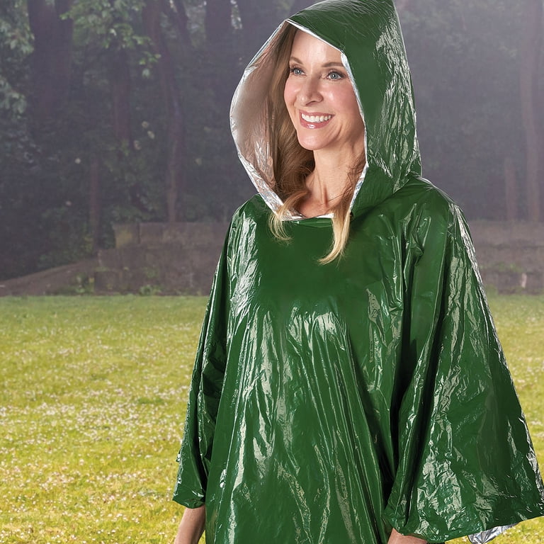 2 pack) Ozark Trail Adult Heat-Retaining Poncho with Hood, Water