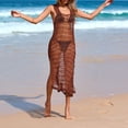 thumbnail image 6 of Danhjin Knitted Swimsuit Coverups for Women Casual Halters Dress Hollow out Beachwear Lightweitght Summer Bikinis Beach Sun Bathing Swiming Vacation Sleeveless Cover up, 6 of 9