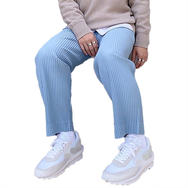 Pantalones De Pana Pantalones De Hombre Cálidos Y Suaves De Color Sólido De Moda De Ajuste Suelto Informal para Otoño Azul L