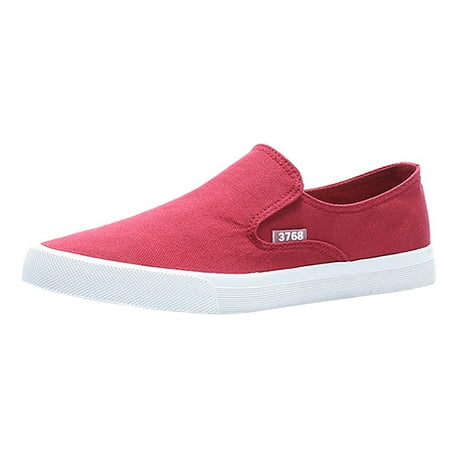 

ZIZOCWA Leisure Men S Slip On Canvas Shoes Casual Breathable Solid Color Flat Fisherman Shoes Trendy Comfortable Lightweight Sports Shoes Red Size44