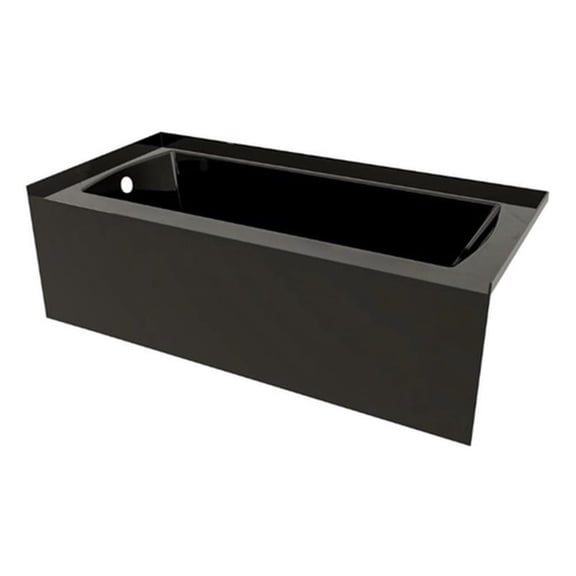Pemberly Row Left Hand Drain Acrylic Bathtub with Smooth Integral Skirt in Black