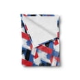 thumbnail image 2 of Abstract Soft Flannel Fleece Throw Blanket, Geometric Grunge Bold Stripes with Brushstrokes Motif, Cozy Plush for Indoor and Outdoor Use, 70" x 90", Violet Blue White, by Ambesonne, 2 of 6