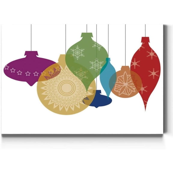 Merry Christmas Wall Art, Retro Ornaments Design Artwork, Frame Canvas Printing Festive Decorations, Premium Gallery Wrapped Canvas Decor, Ready to Hang